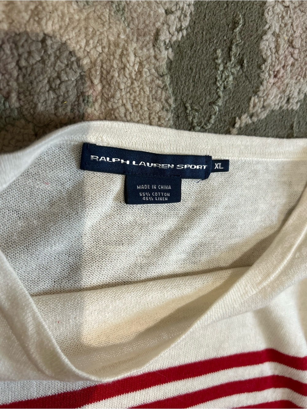 Lauren Ralph Lauren Red and White Striped Boatneck Sweater - Picture 3 of 3